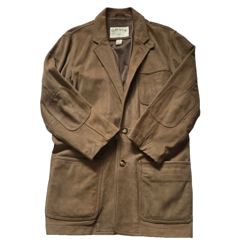 Orvis Size 40 Mens Suede Leather Jacket Bandera Hunting Travel Coat Safari